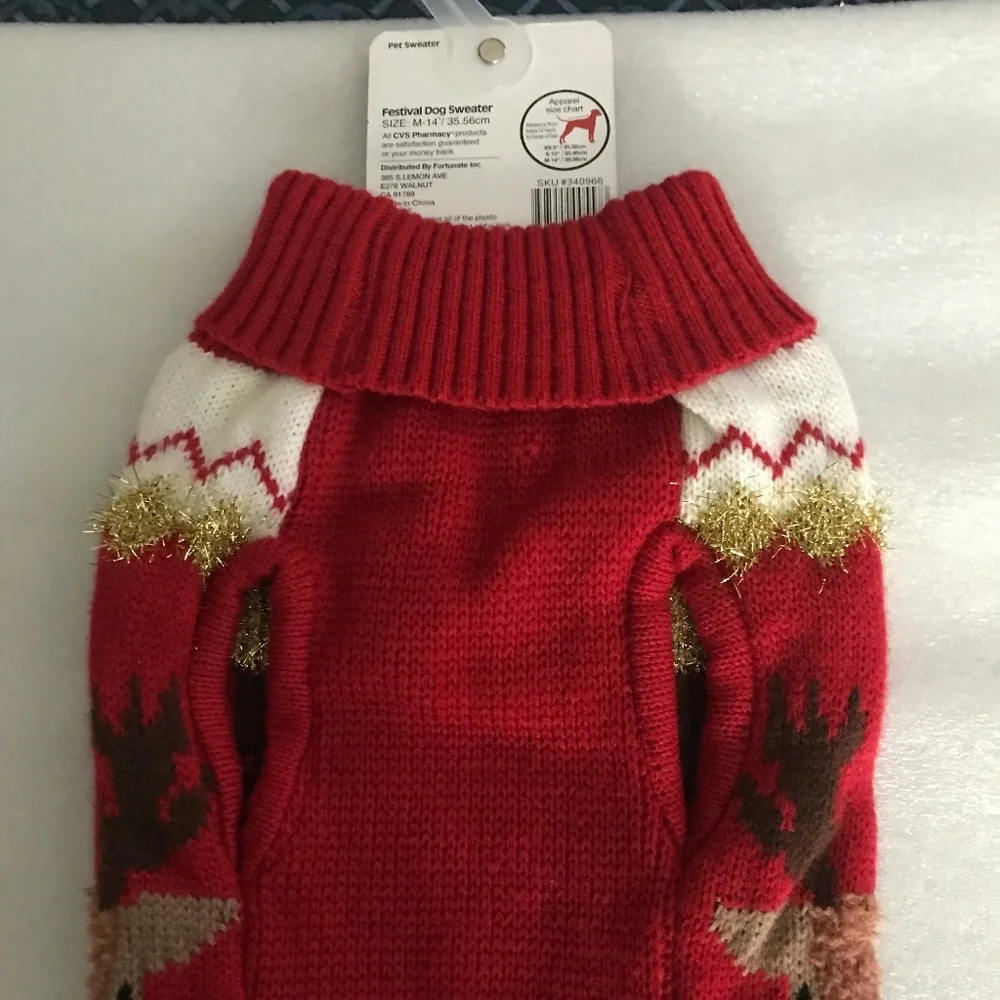 Pet Central Festival Dog Sweater NEW Size M-14”/35.56cm